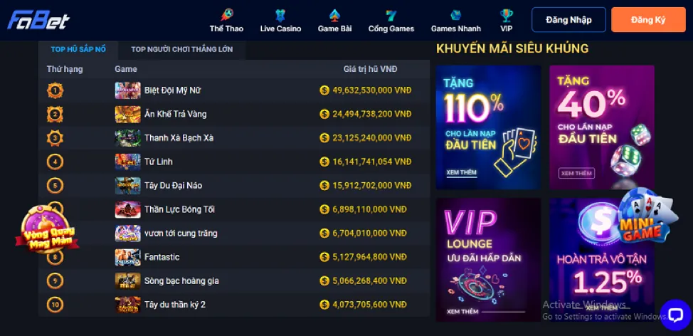 Các tính năng nổi bật của Won88